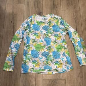 IBKUL Women's Long Sleeve UPF 50+ Floral Top Medium